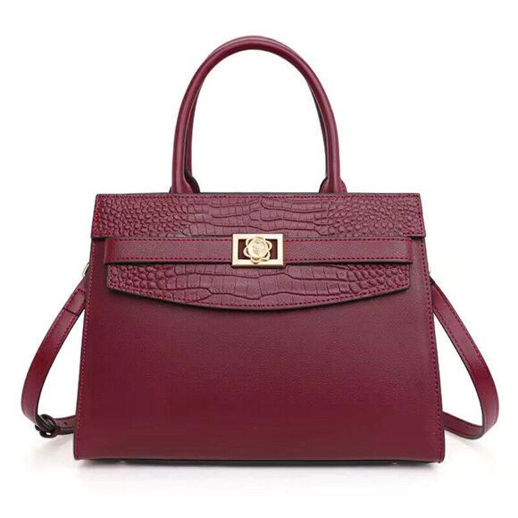 Cowhide Leather Square Bag – Women's Elegant Shoulder & Crossbody Purse - Picture 1 of 10